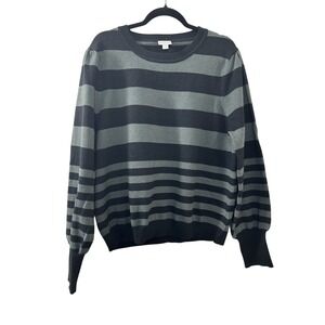 Lularoe Striped Long Sleeve Sweater 2XL Black Grey Crew Neck Casual Comfort